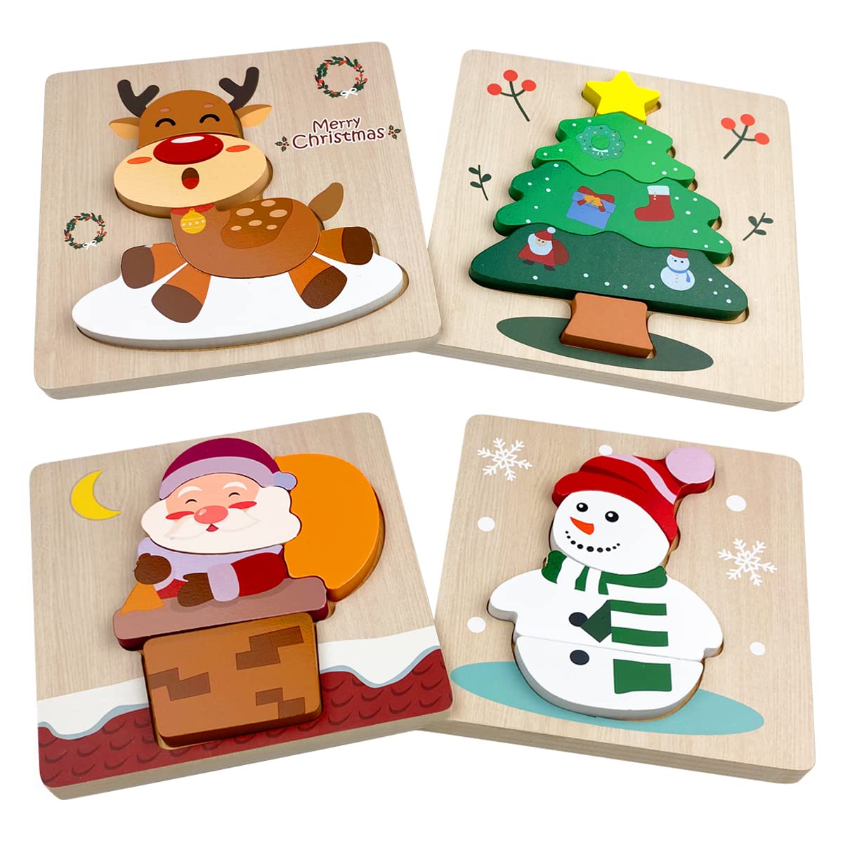 Anditoy Christmas Puzzles Santa Claus for toddlers boosts early recognition and fine motor skills.
