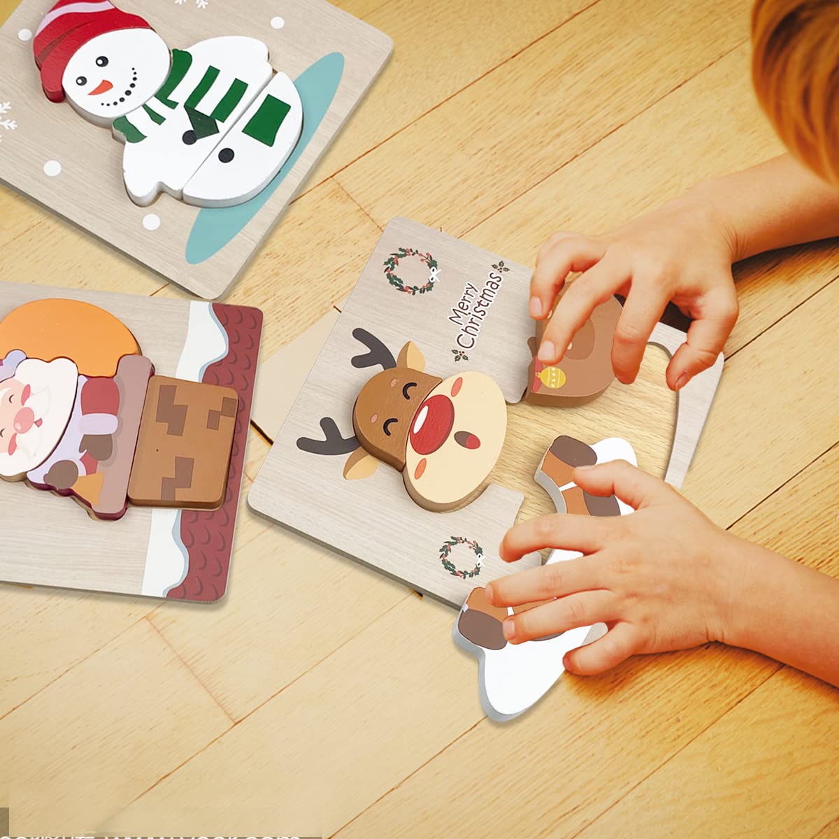 Anditoy Christmas Puzzles Snowman design encourages imaginative play and color learning.