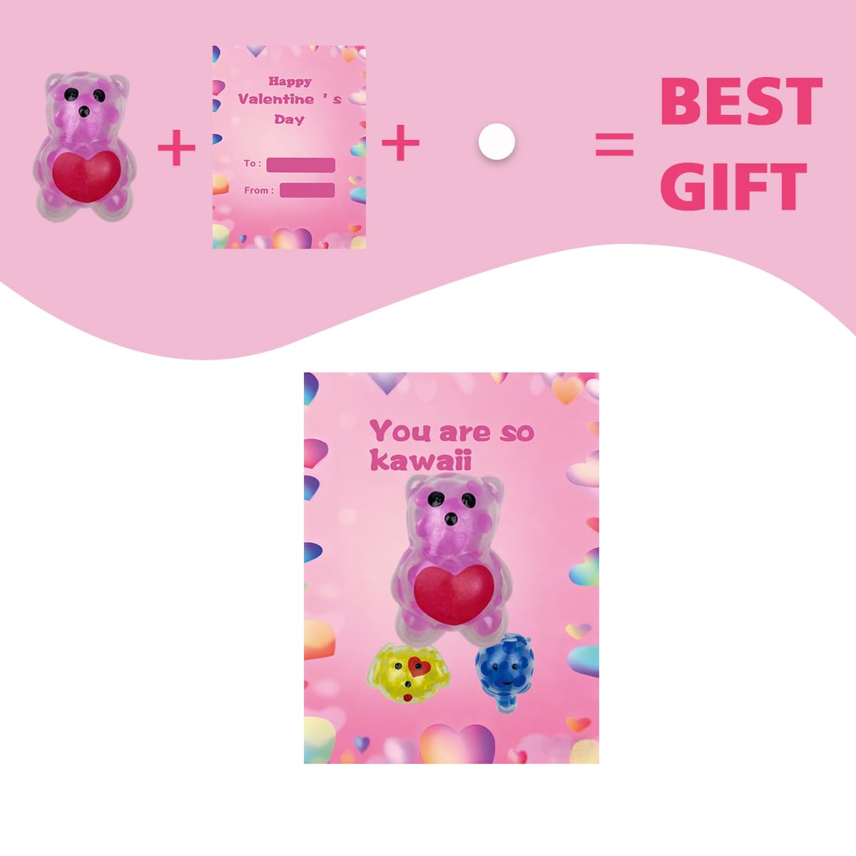 Anditoy Valentines squeeze toy gift with cards, versatile party favor
