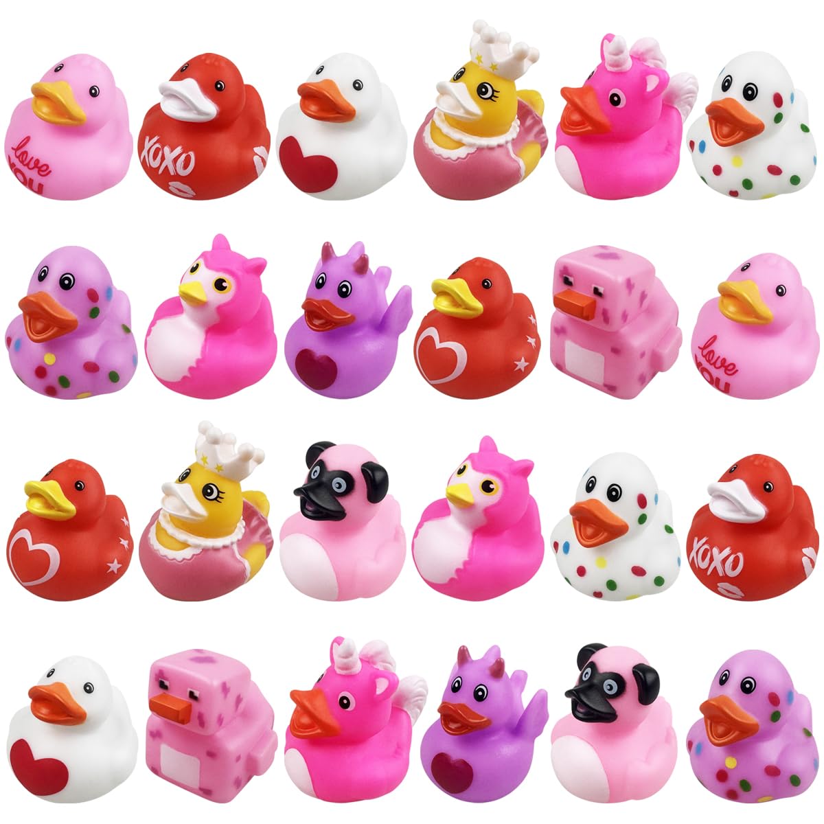 Anditoy Valentines rubber duck bath toy with 12 styles for kids' bath time