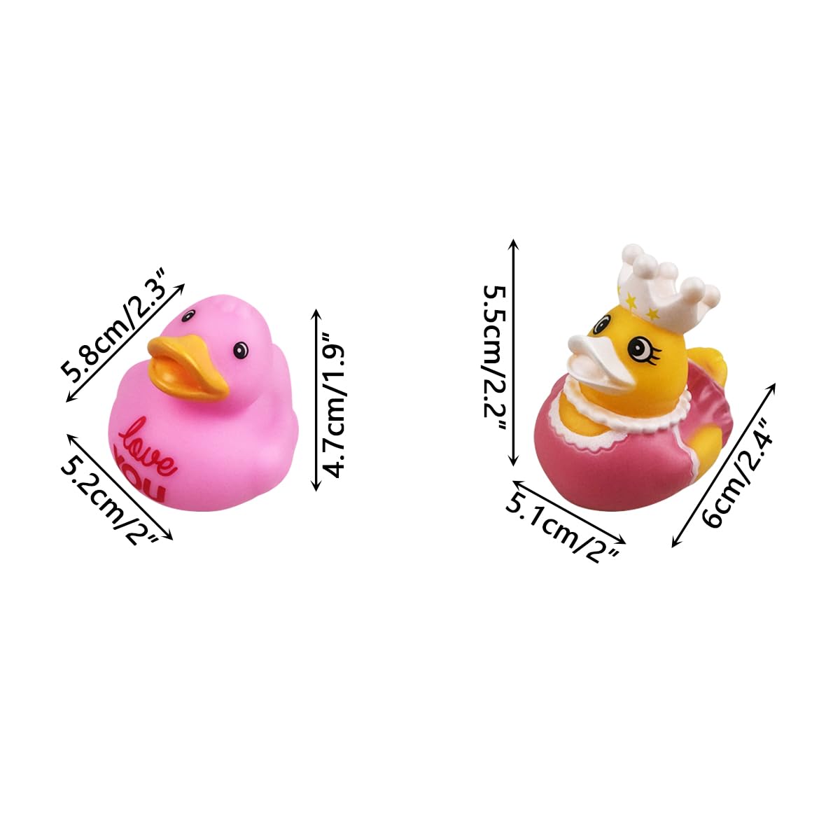 Anditoy Valentines rubber ducks, 24-pack, ideal for gifts and prizes