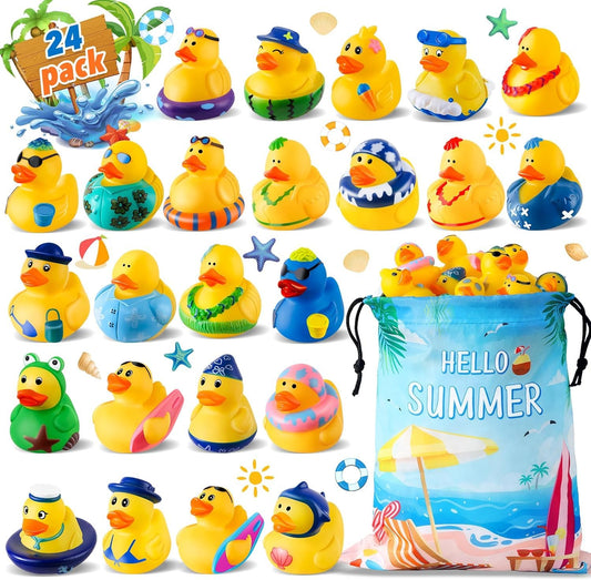 ANGGIKO summer rubber ducks in a bag for bath and pool fun.