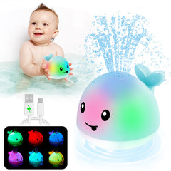 ANGGIKO whale bath toy light up front view for engaging bath time and sensory play
