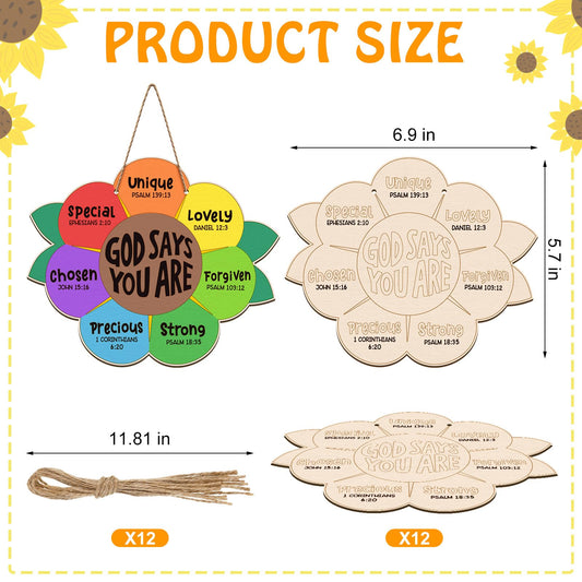 Anglechic God Says You Are design on wood inspires kids during crafts.