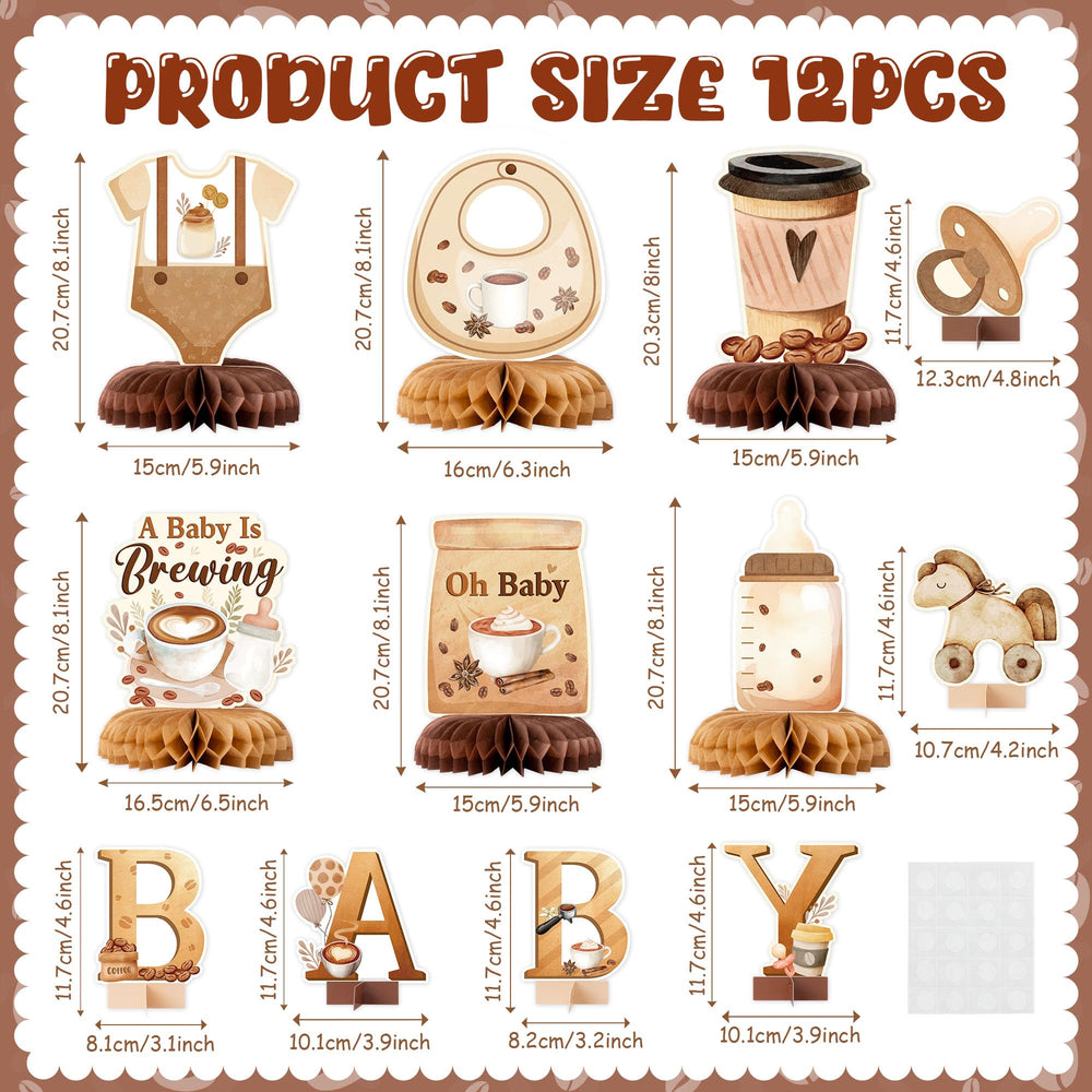 ANGOLIO a baby is brewing centerpiece brings playful charm to gender reveal decor.