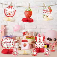 ANGOLIO pink strawberry toy decor enhances berry party mood.