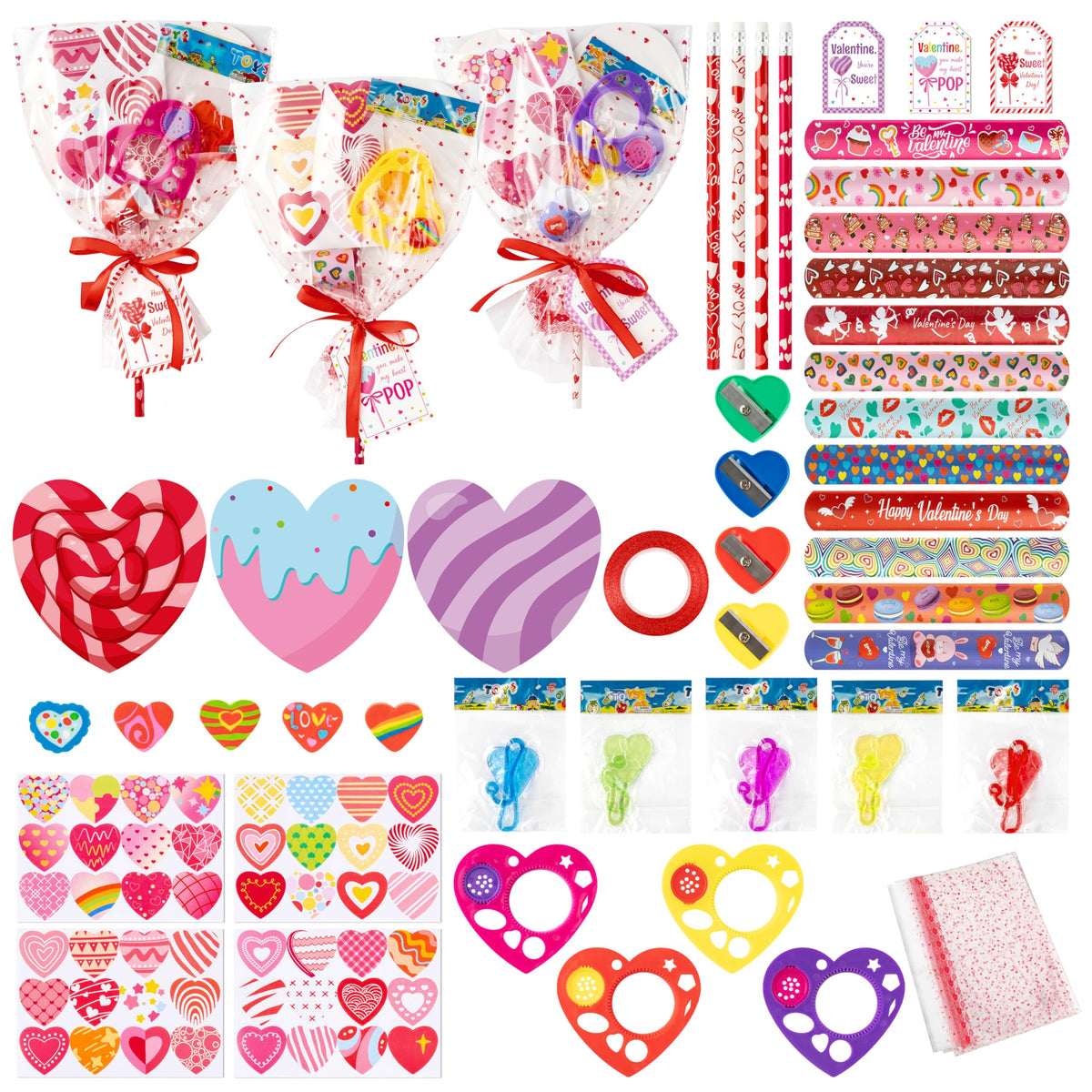 ANGOLIO Valentines giant lollipop stationery set in full packaging, ideal for classroom gift exchanges