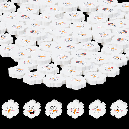 ANGOLIO winter snowflake erasers bulk pack with snowman faces for classroom rewards