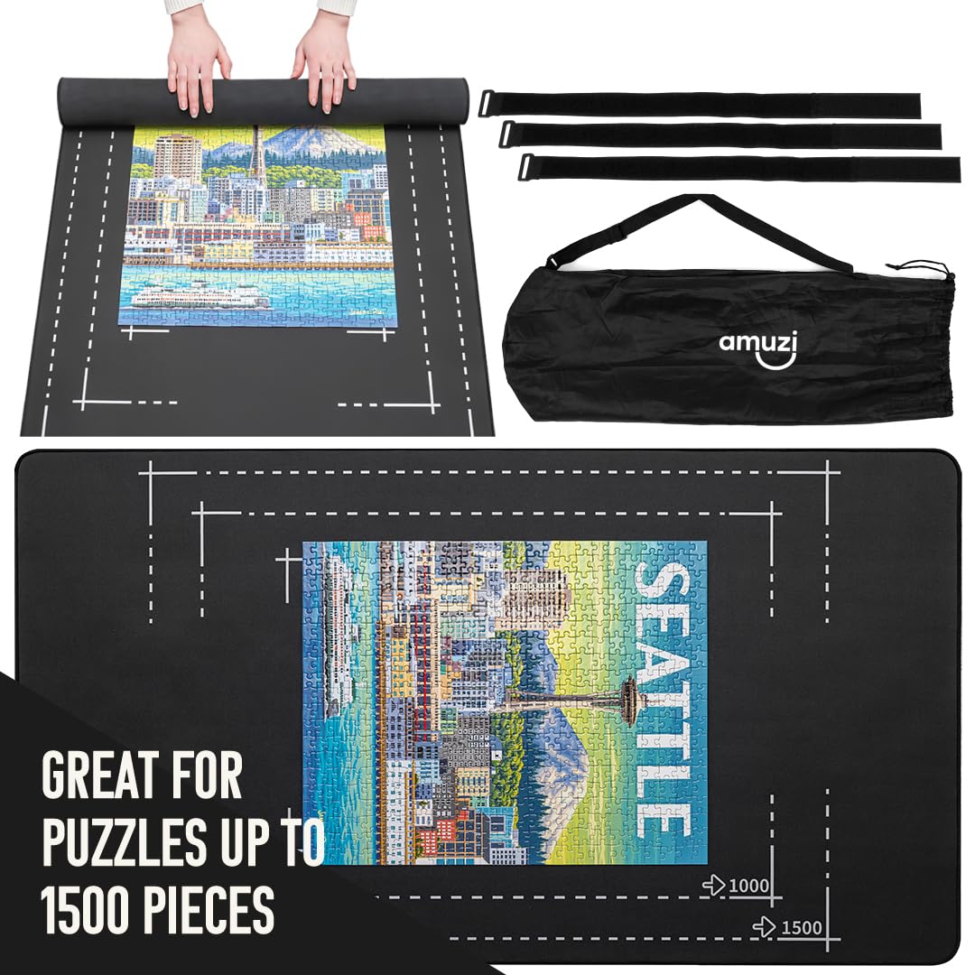 Angora Brands puzzle mat roll-up preserves puzzle progress between sessions.
