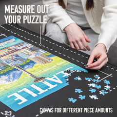 Angora Brands puzzle mat roll-up protects puzzle pieces during storage.