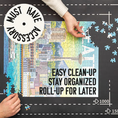 Angora Brands puzzle mat roll-up board ready for portable puzzle sessions.