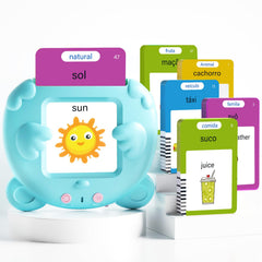 ANhovno bilingual flashcards cover inviting kids to explore Portuguese and English with bright visuals.