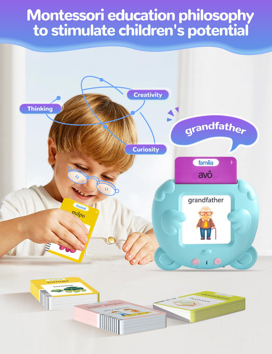 ANhovno sample card highlights vocabulary with clear pronunciation prompts.