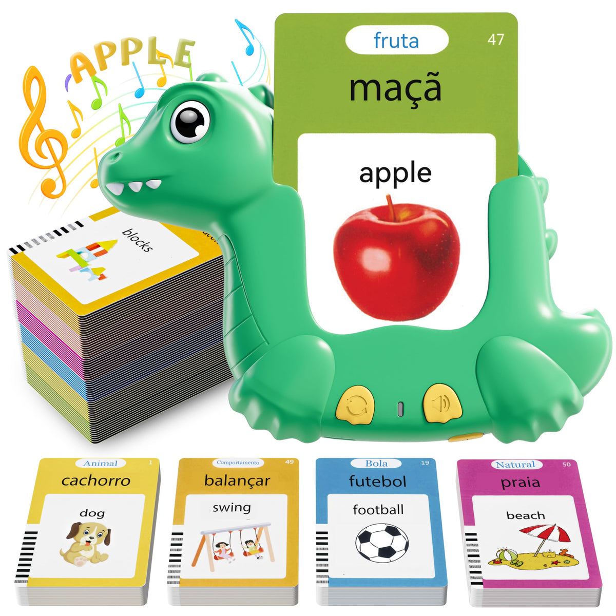 ANhovno dinosaur flashcards bilingual cover shows engaging dual-language learning visuals