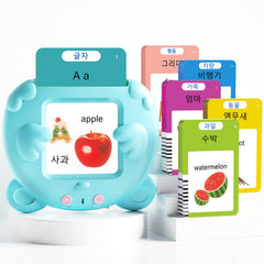 ANhovno Korean-English talking flash cards cover with colorful illustrations for bilingual learning.