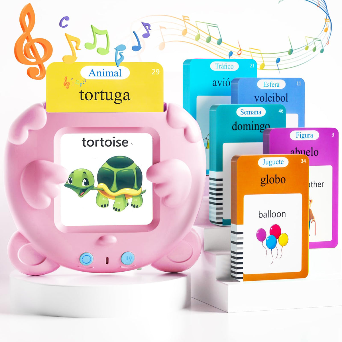 ANhovno pink bilingual flash cards for early language learning.