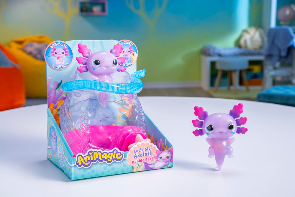 Animagic set includes exclusive purple axolotl ready to glow during play.