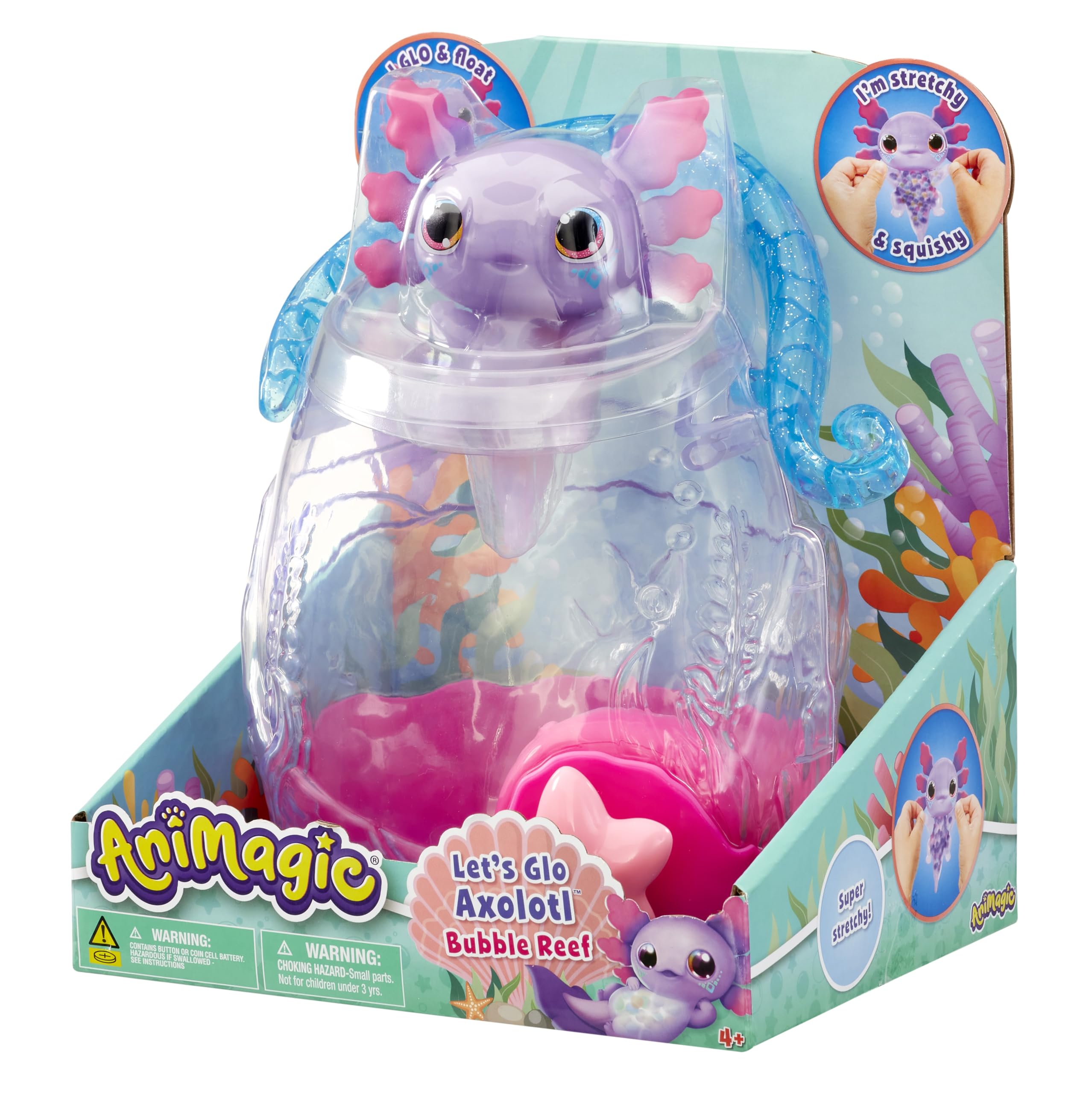 Animagic Let’s Glo Axolotl Bubble Reef glowing habitat for imaginative play.
