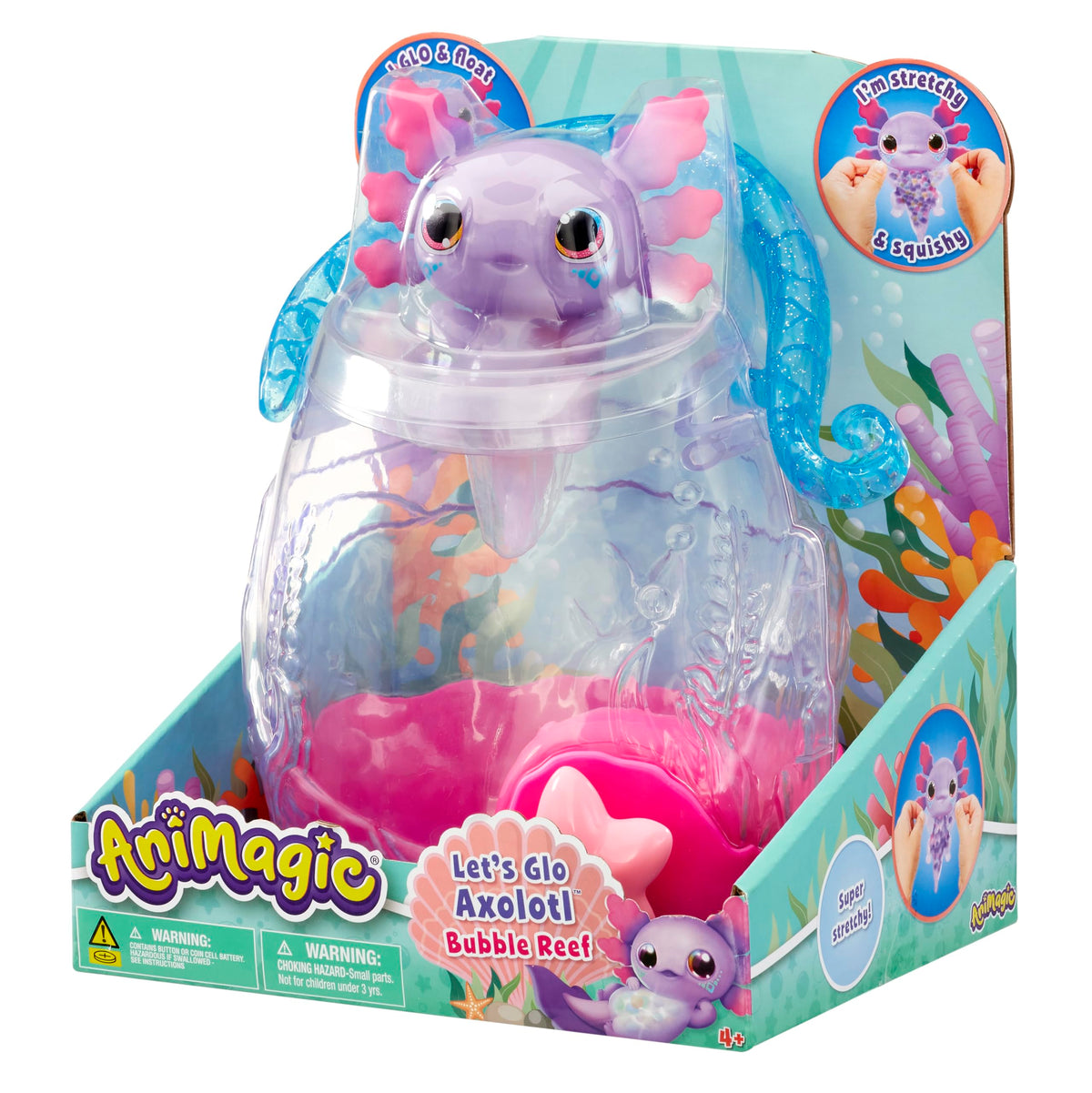 Animagic Let’s Glo Axolotl Bubble Reef glowing habitat for imaginative play.