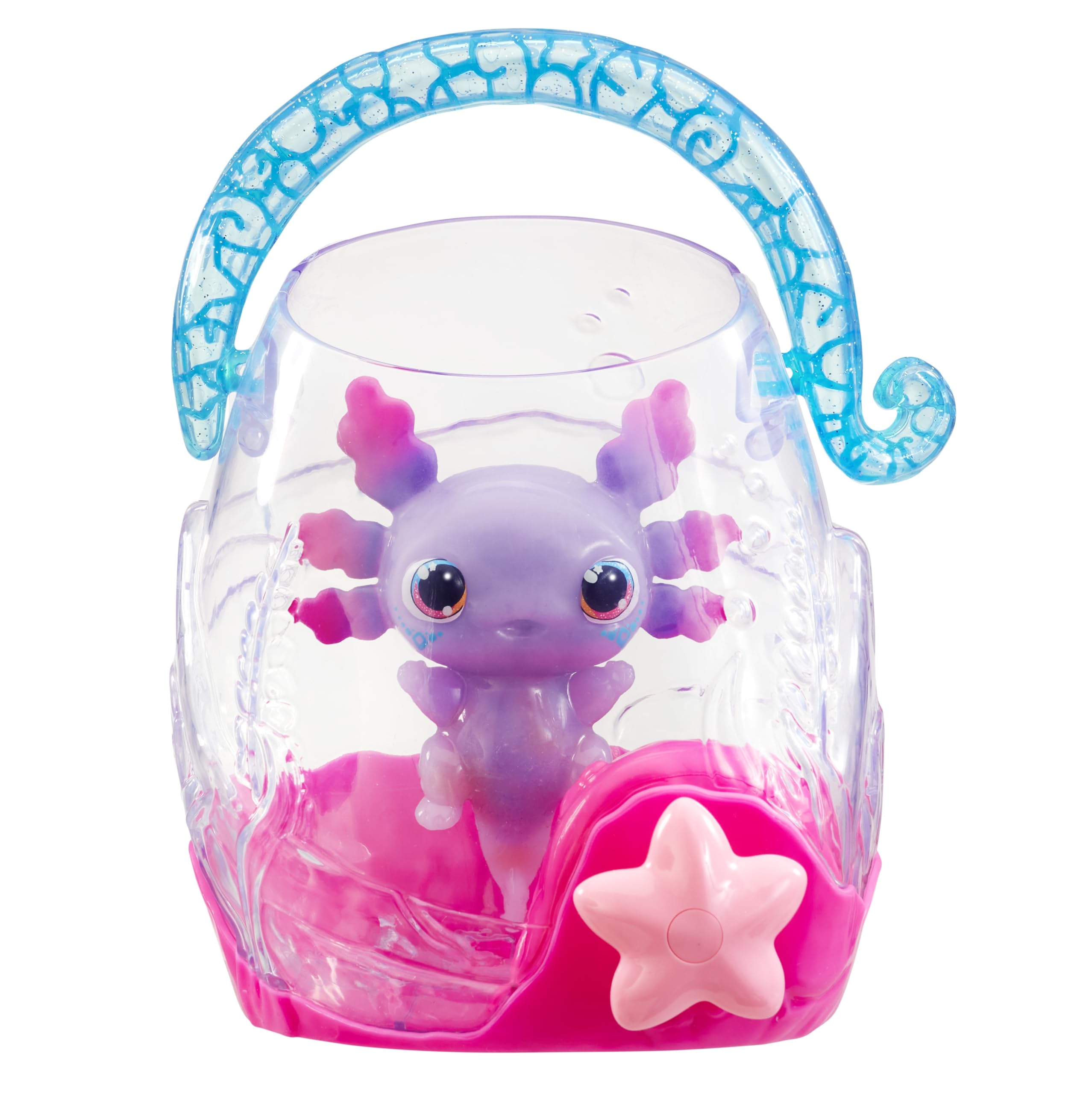 Animagic starfish button creates bubbles for interactive play.