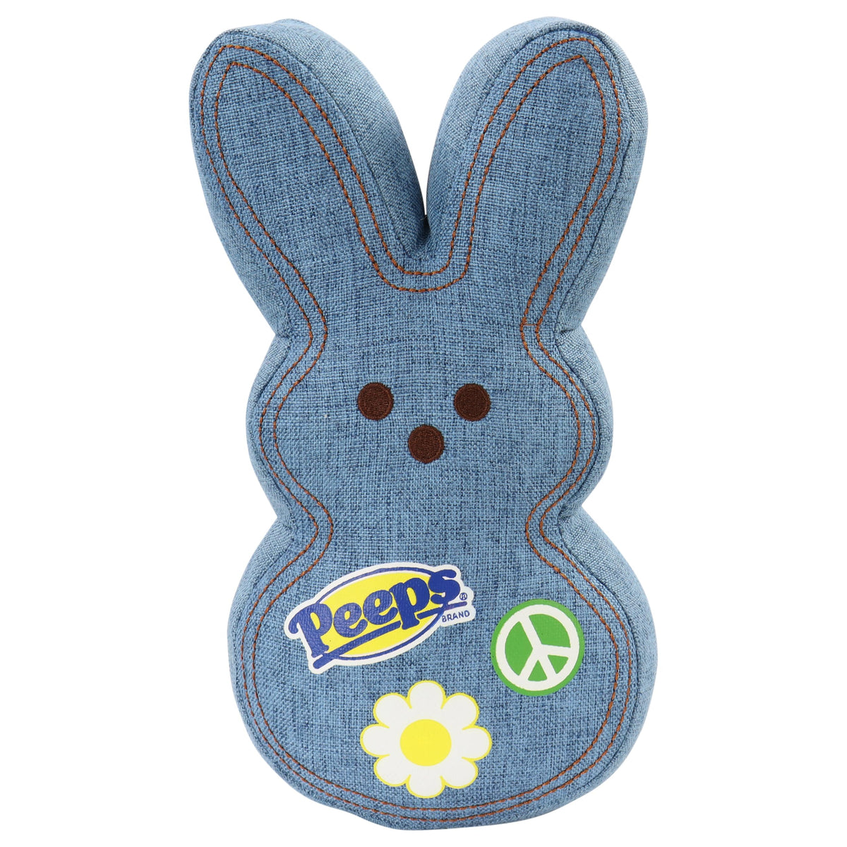Animal Adventure Shaggy Bunny Peeps plush in blue denim, ideal for cuddling.
