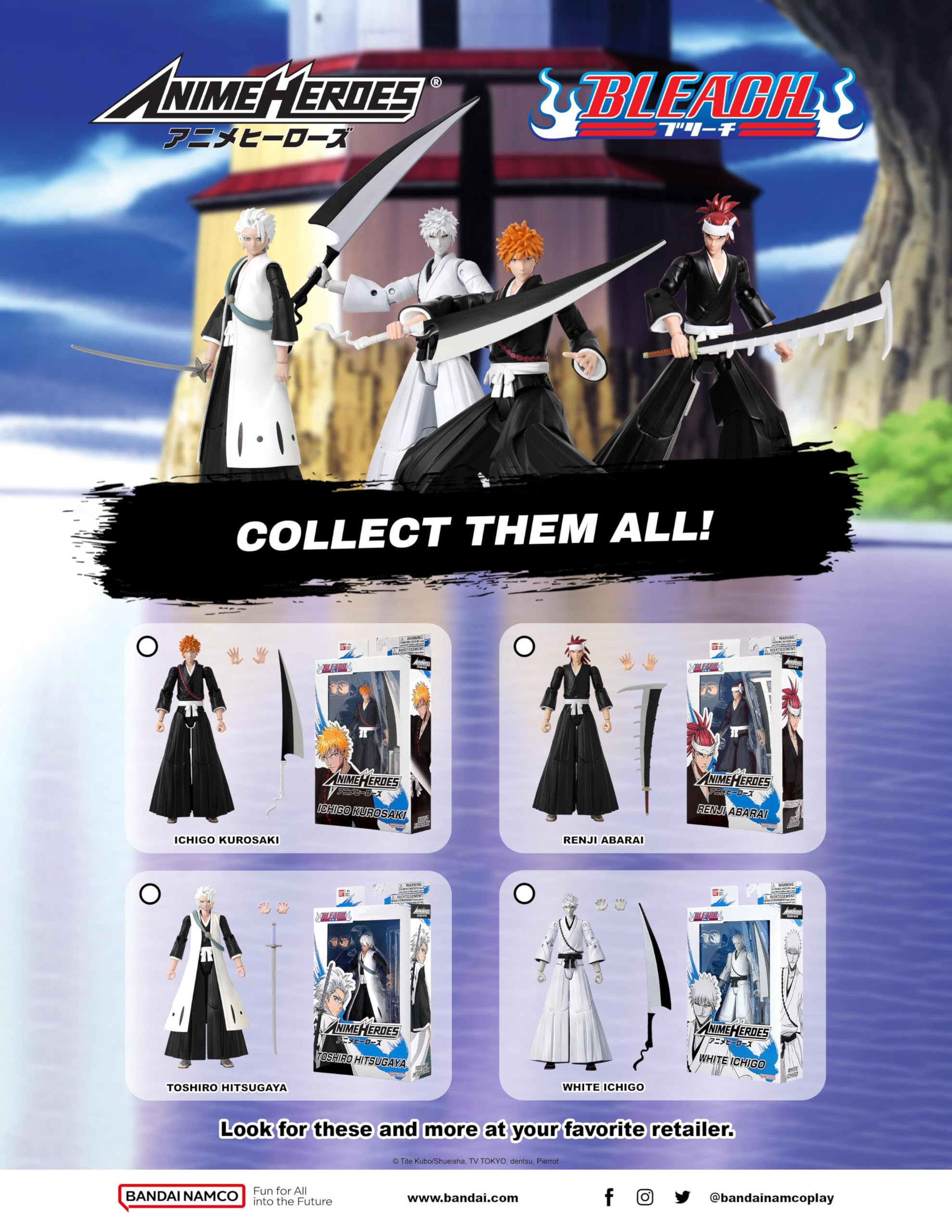 ANIME HEROES Bleach Renji 20+ points of articulation enable expressive poses.