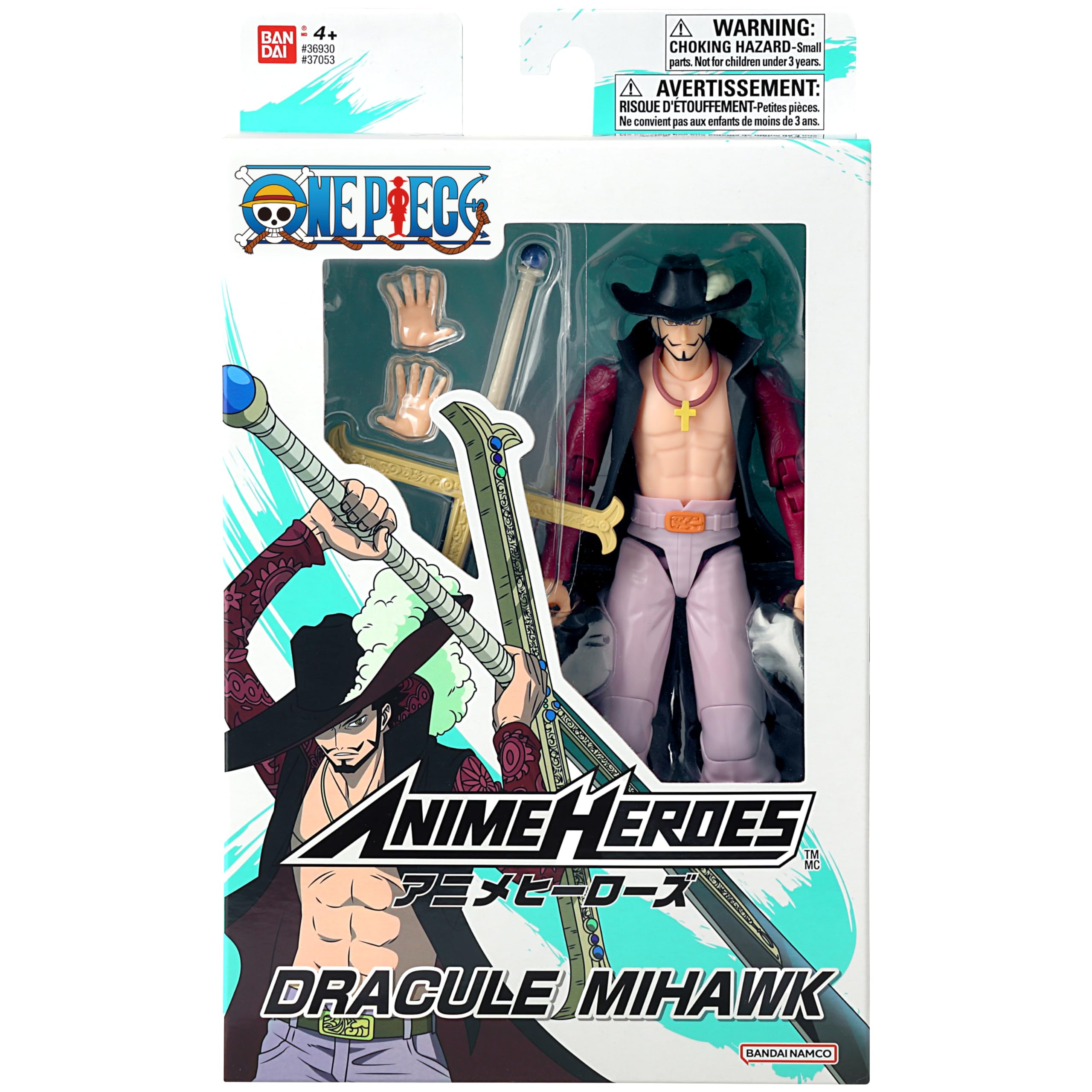 ANIME HEROES Mihawk figure offers 16+ articulation points for varied poses.