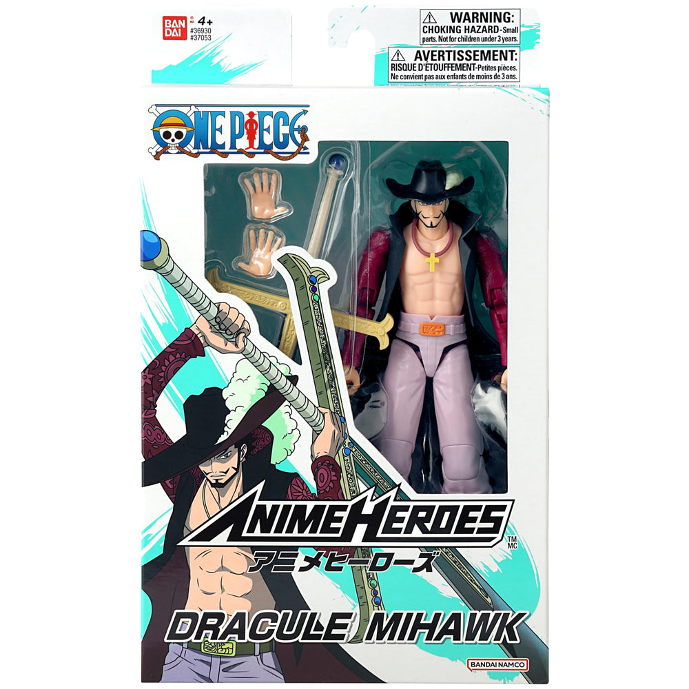 ANIME HEROES Mihawk figure offers 16+ articulation points for varied poses.