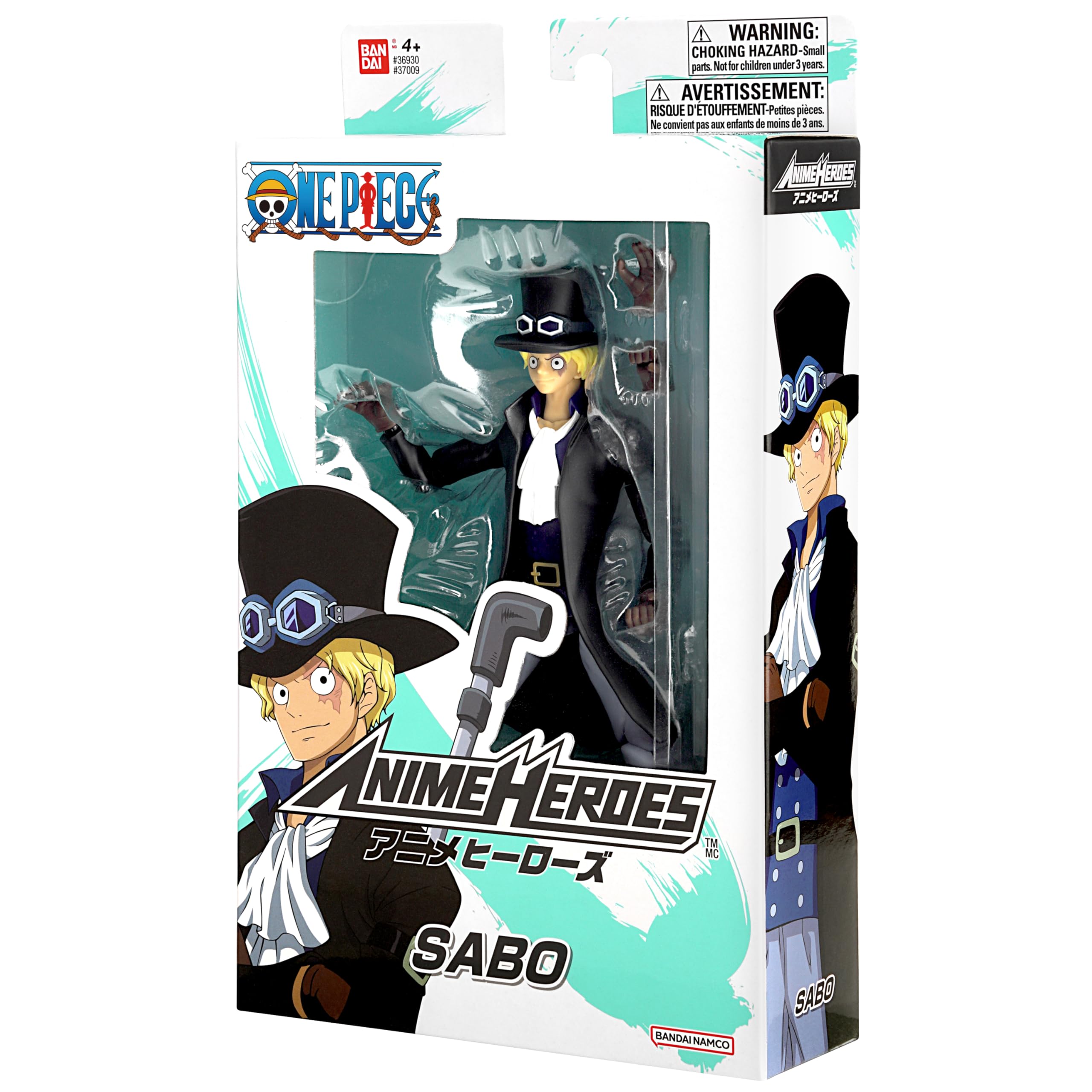 ANIME HEROES Sabo packaging back view shows design and contents.