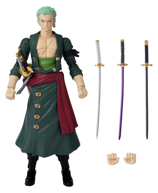 ANIME HEROES Zoro 6.5-inch figure in dynamic pose highlighting articulation for display.