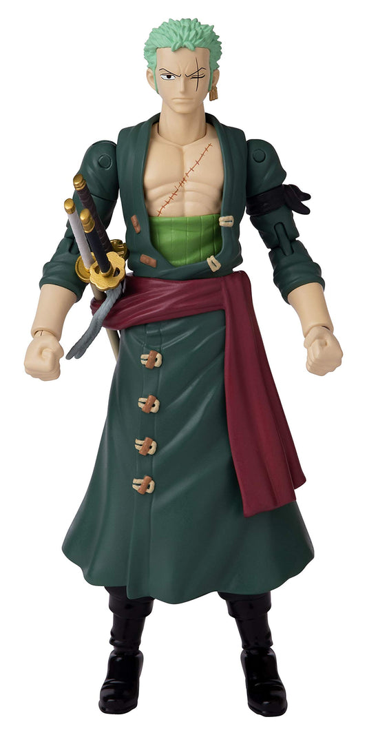 Close-up of ANIME HEROES Zoro figure showing articulation points and pose potential.