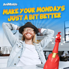 Close-up of Animolds Hug Me Giant Rubber Chicken texture, showcasing durable rubber