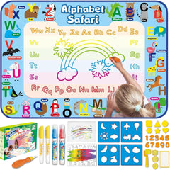 Animolds Water Doodle Mat in safari theme, large play area for creativity and mess-free drawing.