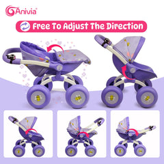 ANIVIA DT301 Purple foldable stroller open for compact storage and transport