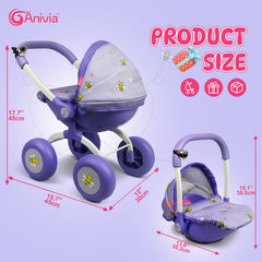 ANIVIA DT301 Purple stroller side view with heart design for engaging pretend play