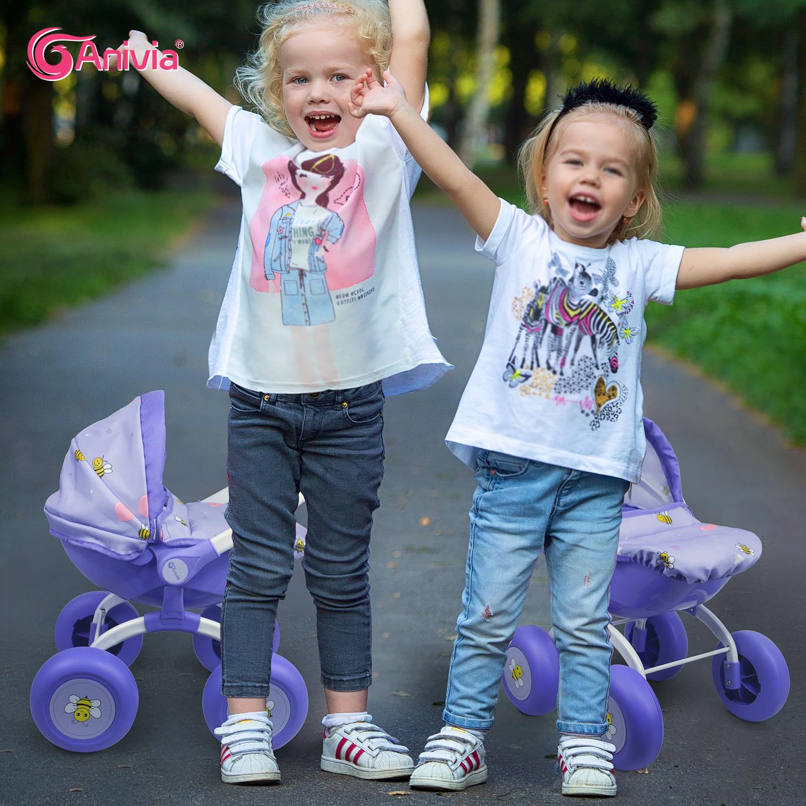 ANIVIA DT301 Purple stroller with bottom storage basket for small accessories