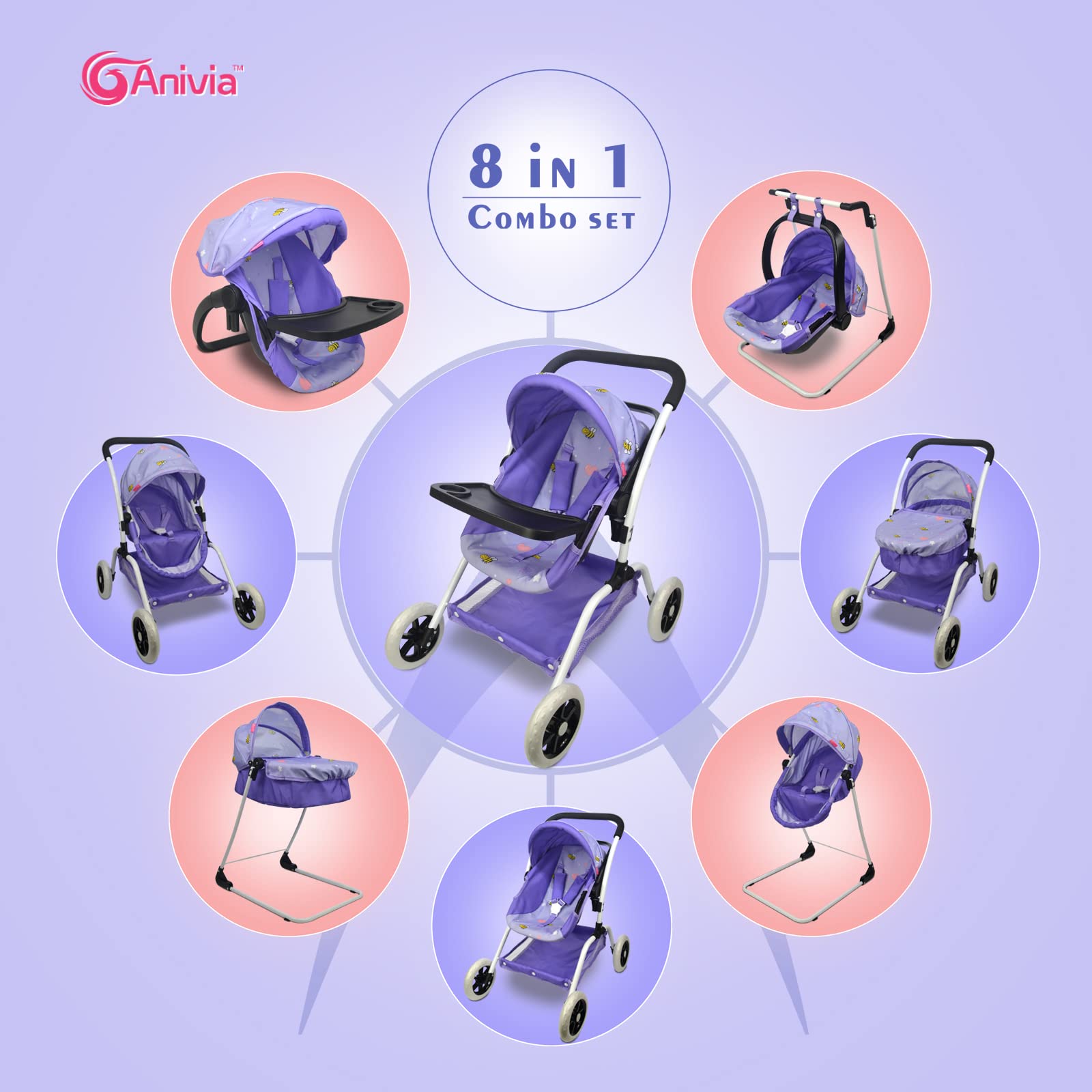ANIVIA doll swing providing gentle rocking for lifelike pretend play