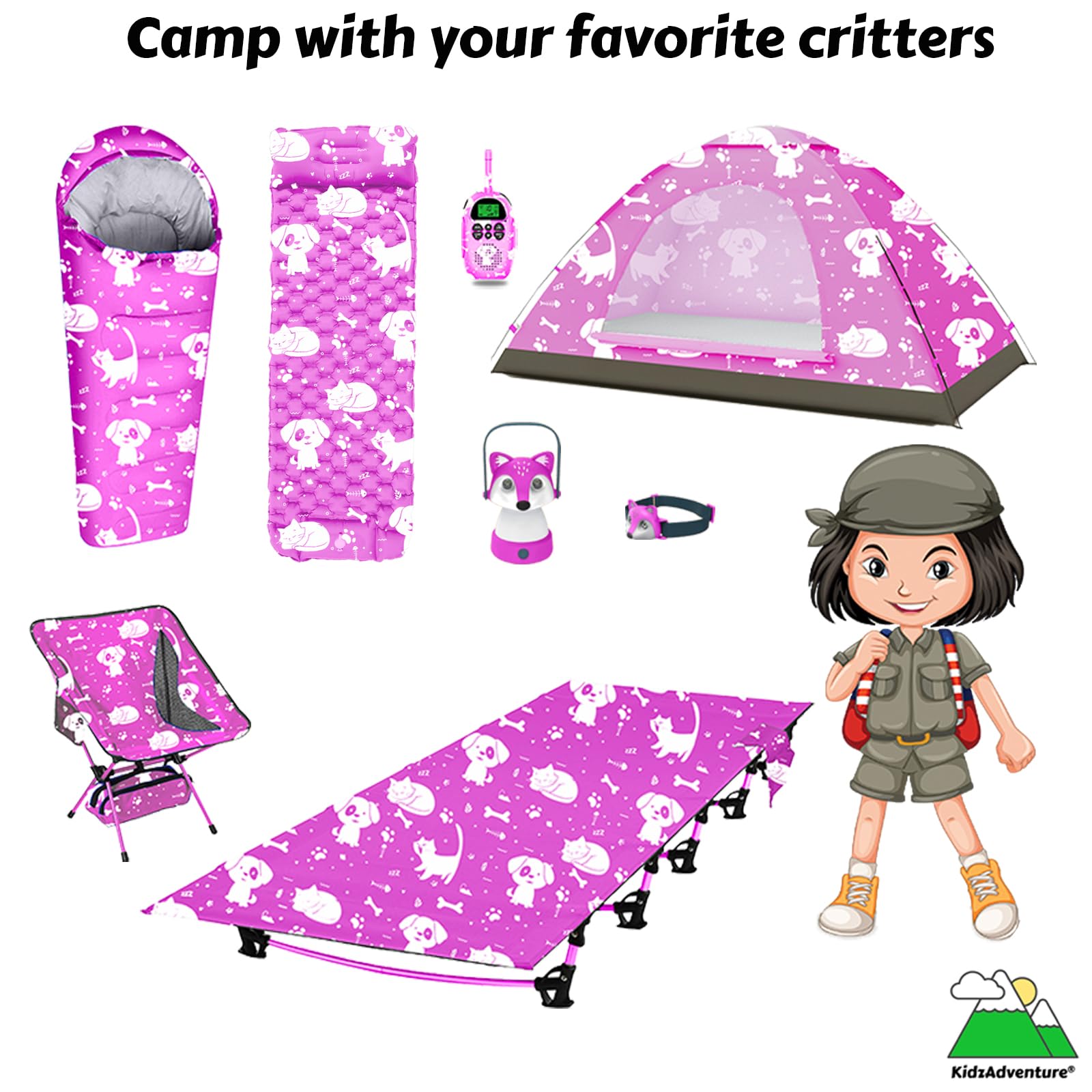 ANJ Outdoors KidzAdventure tent shows 6 ft 7 in by 4 ft by 40 in interior.