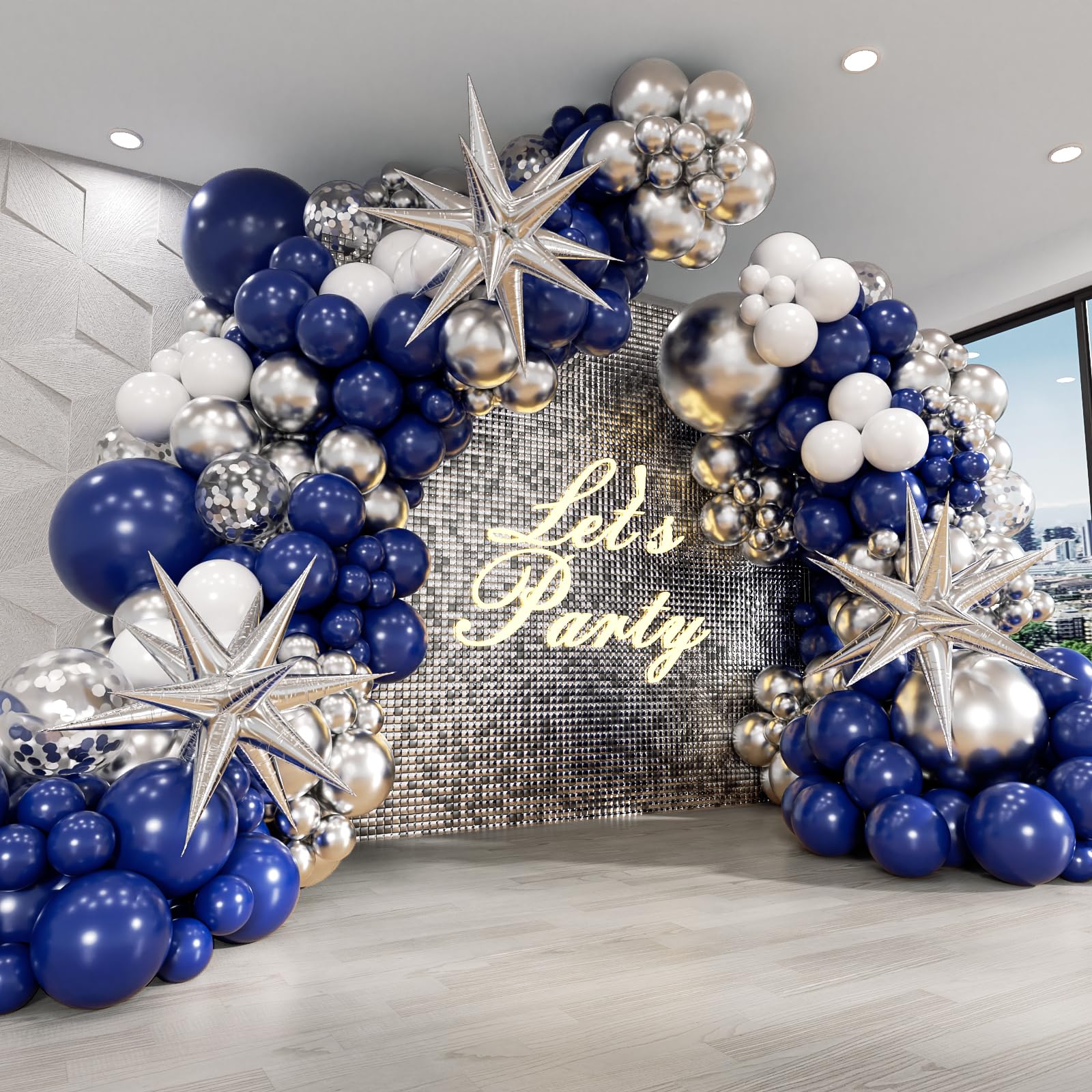 Anjerlfu navy blue balloon arch kit forms a chic backdrop