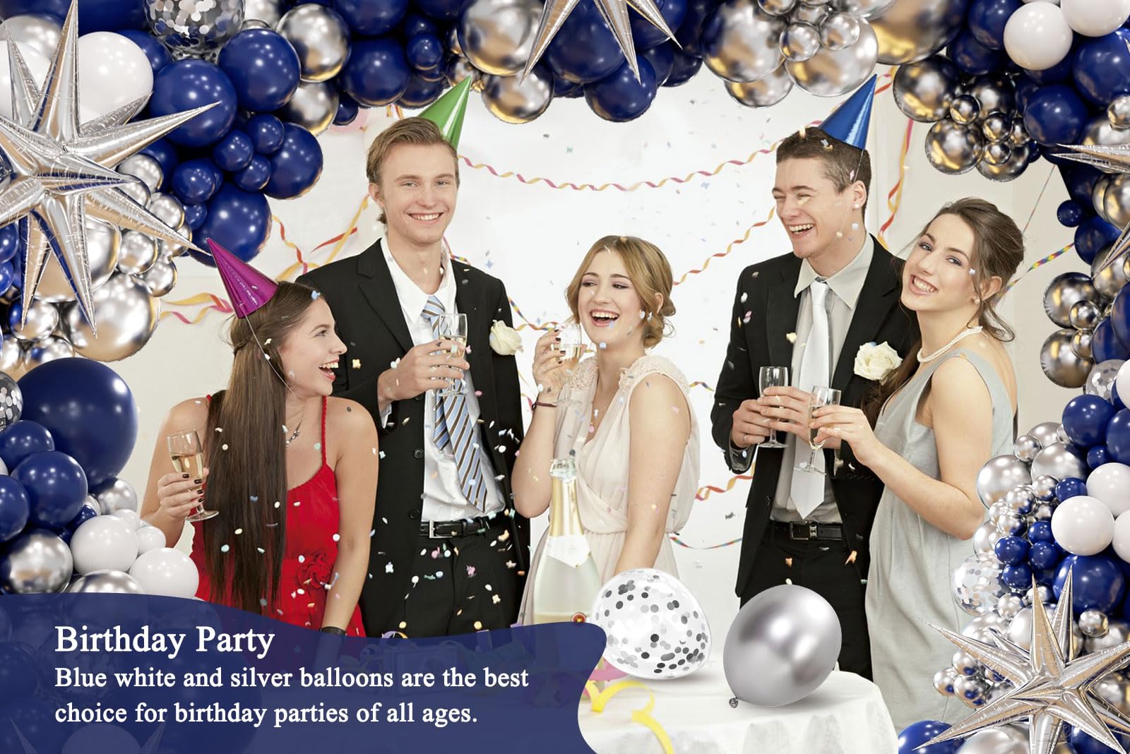 Anjerlfu silver confetti balloons add festive texture and shine