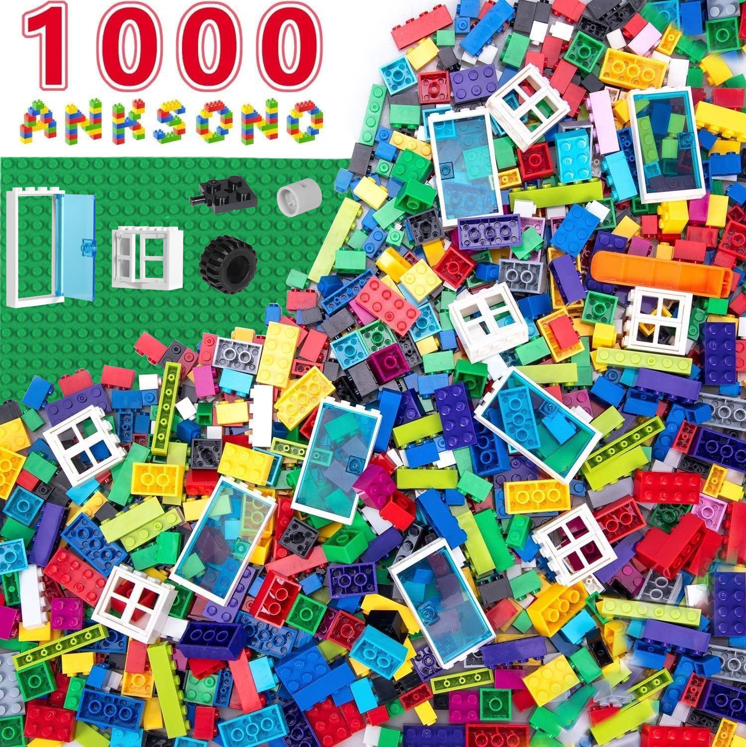 Anksono 1000-piece building bricks set for imaginative construction play