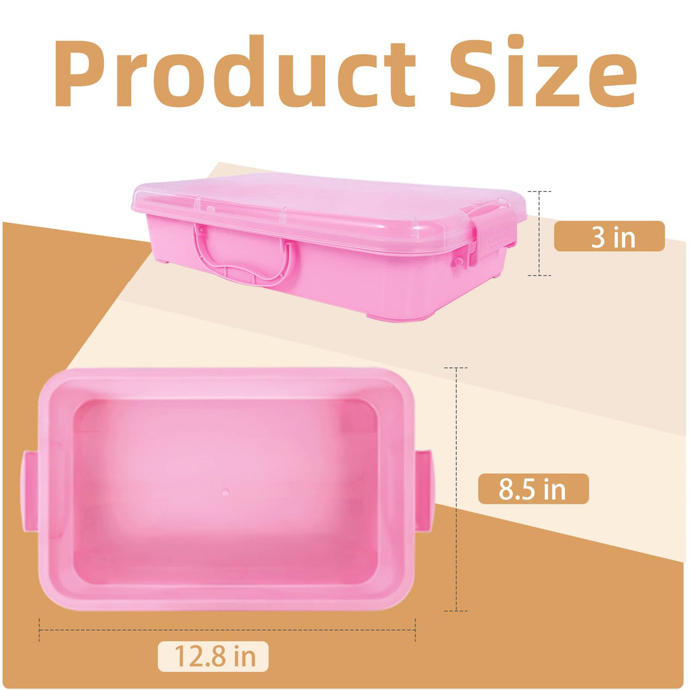 Annchwool sensory bin with blue lid, stackable design saves space for home or classroom.