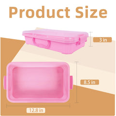 Annchwool sensory bin with blue lid, stackable design saves space for home or classroom.