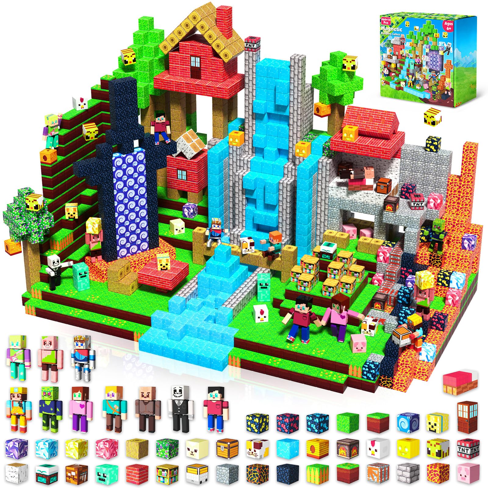 Annexfun 464pcs magnetic blocks with action figures for collaborative, hands-on building fun.
