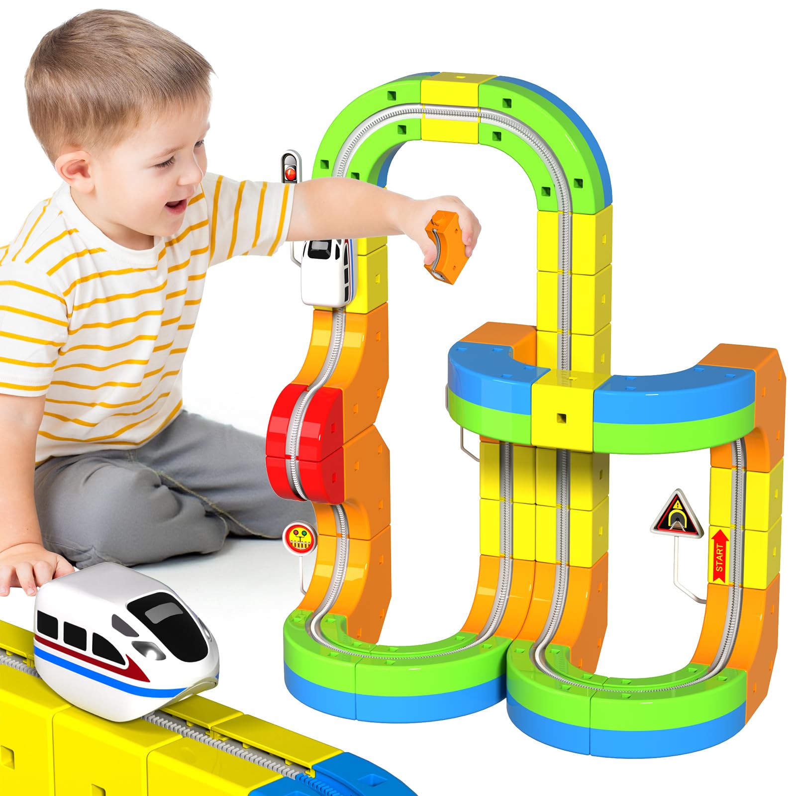 Annexfun electric train set with 69pcs tracks enables creative play and STEM learning