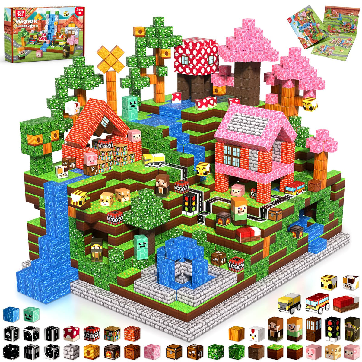 Annexfun forest road magnetic blocks set image shows kids using magnets for imaginative play