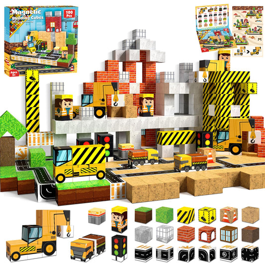Annexfun magnetic blocks showing 100 colorful cubes for fine motor skills and creativity