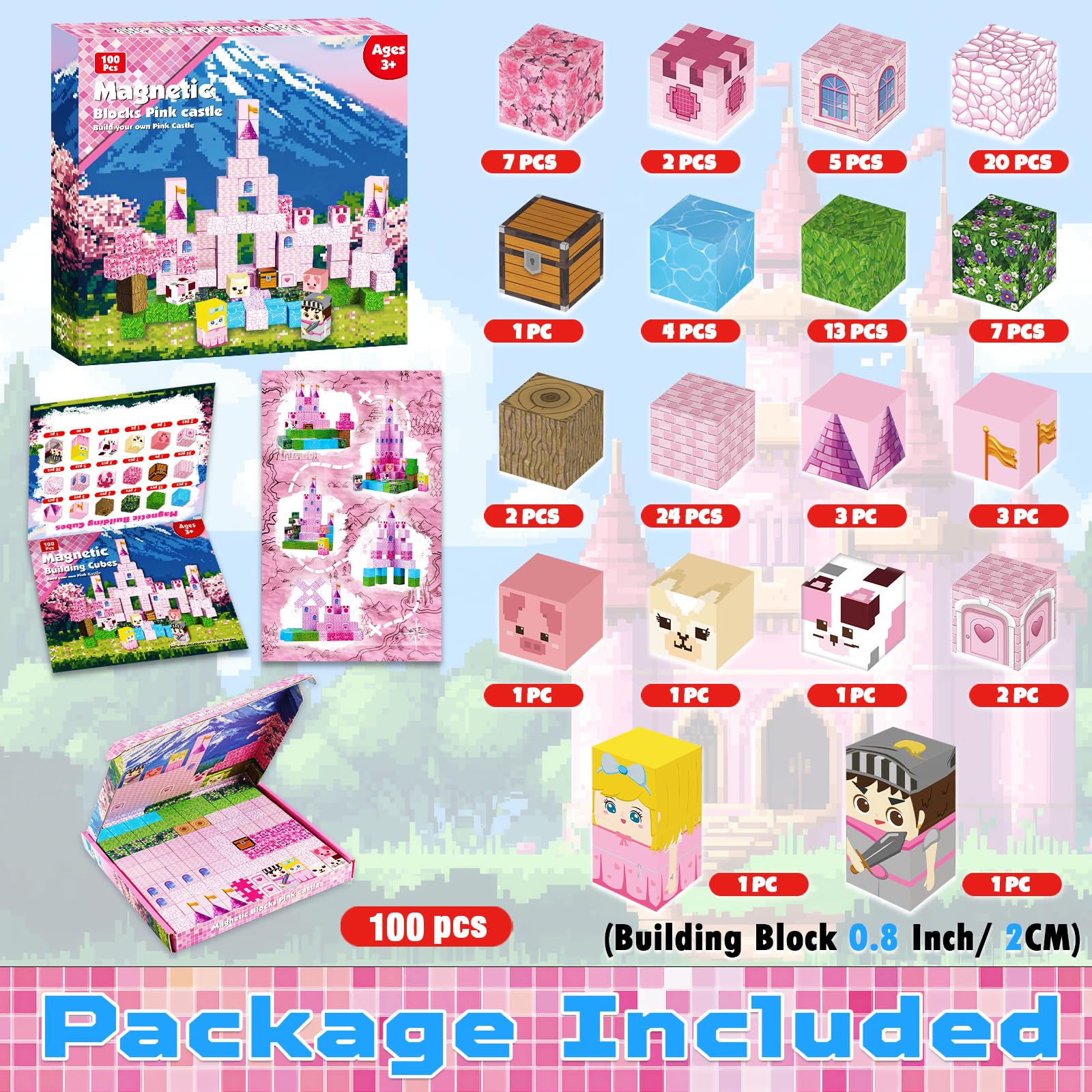 Annexfun 100-piece princess castle assembly with towers and gates