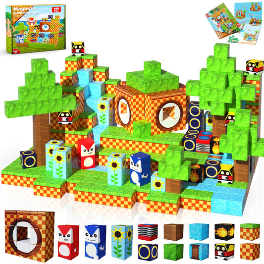 Annexfun Magnetic Blocks 100-piece set for creative STEM learning and imaginative building