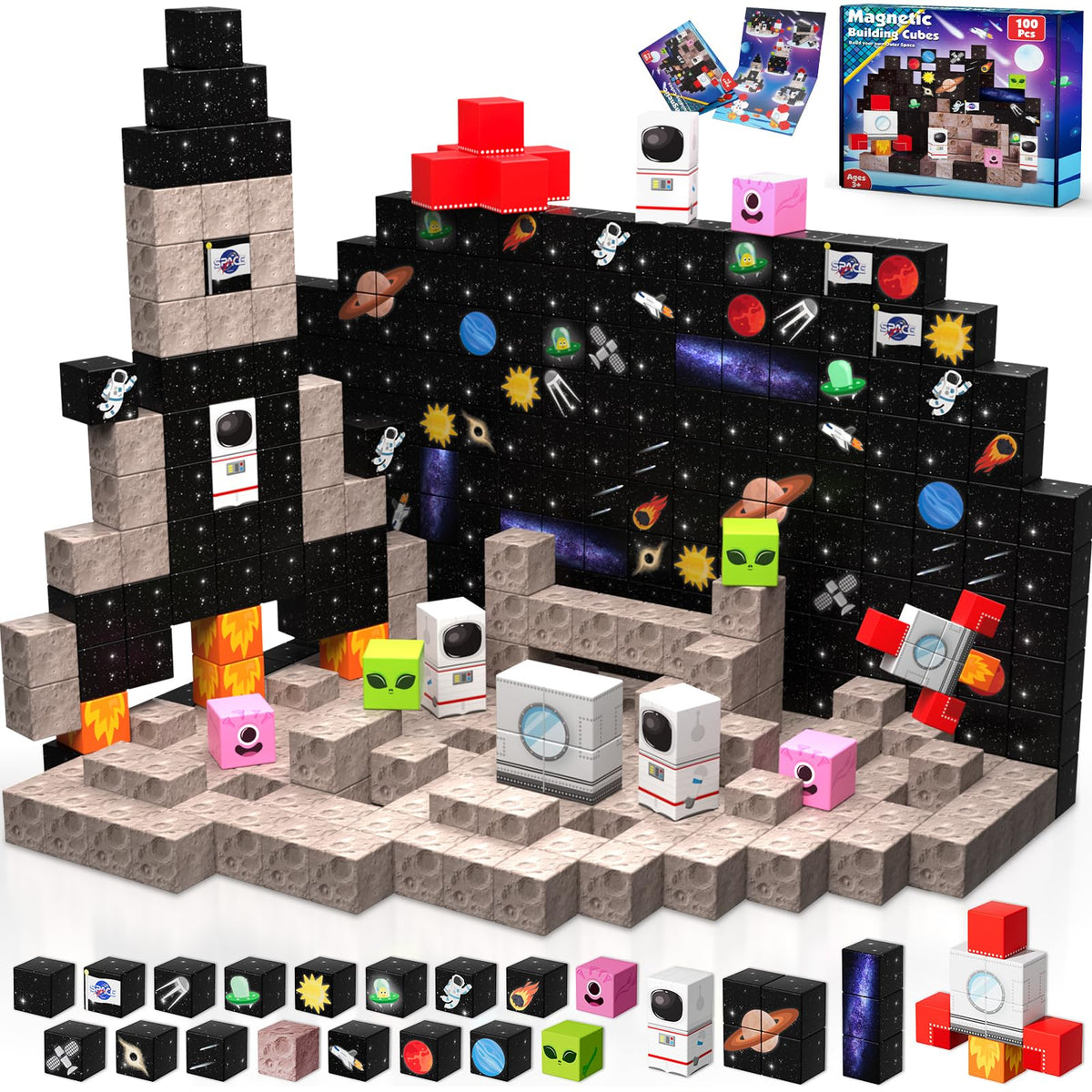 Annexfun 100pcs magnetic blocks set for versatile building play and STEM exploration